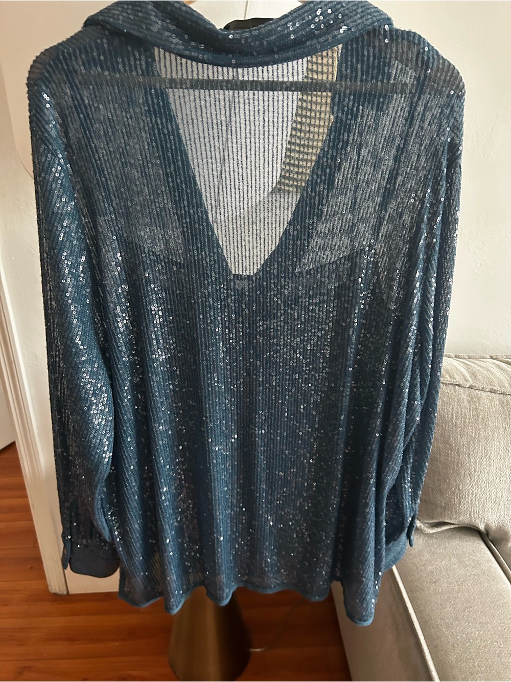 Purification Garcia Blue Sequin Tunic Top Size XL Party Glam - Picture 4 of 16